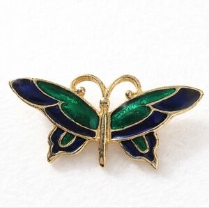 ✨ Elegant Enamel Butterfly Brooch | Gold-Tone | Blue & Green Enamel ✨